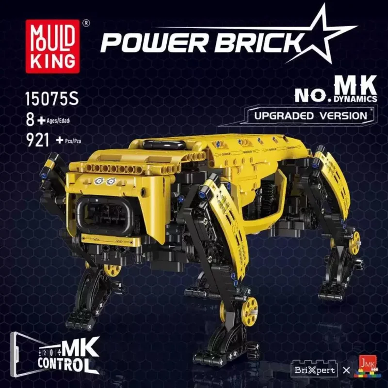Mould King 15075S Versione aggiornata del robot cane intelligente Assemblaggio meccanico educativo per bambini Blocco di costruzione elettrico T