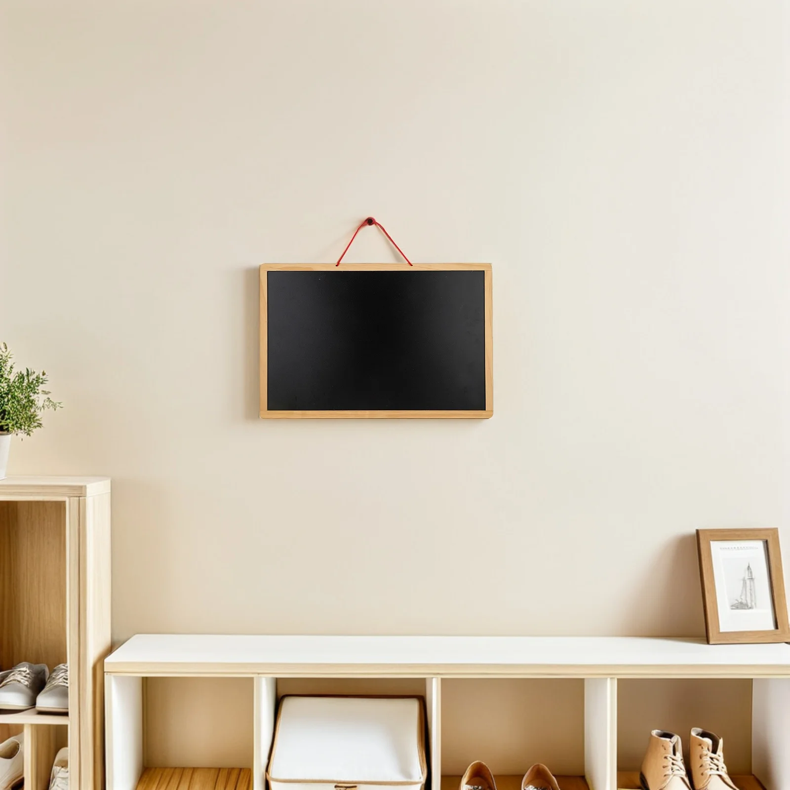 

Black White Magnetic Board Wooden Chalkboard Small Double Sided Hanging Blackboard Whiteboard Notes Coffee Shop Decor Family