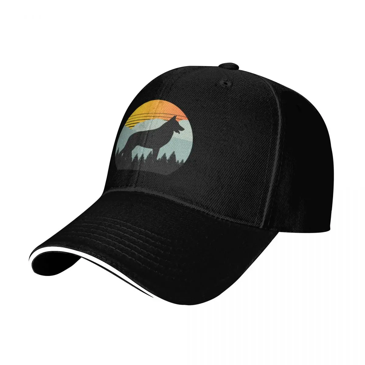 Vintage Retro Sun German Shepherd Dog Gift Baseball Cap Summer Beach Travel Streetwear Hip Hop Trendy Vintage Retro Embroidered