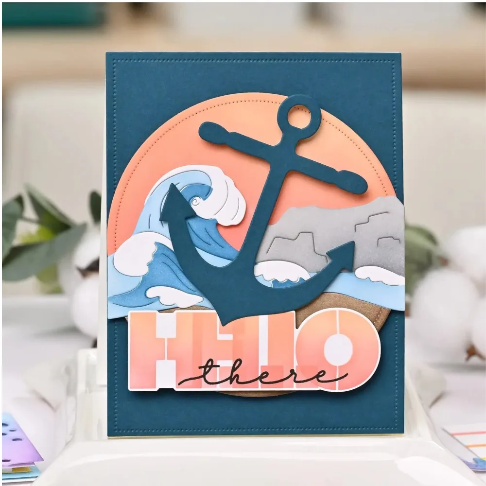 Coastal Greetings Piercin New Metal Cutting Dies For Craft Embossing Make Paper Greeting Card Making