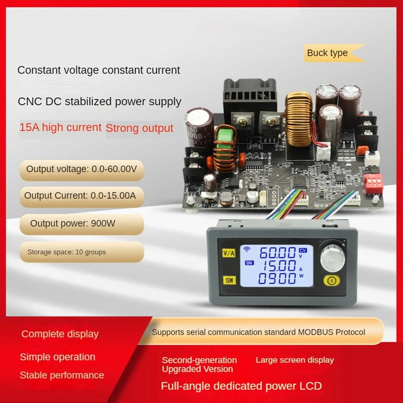 XY6015L 0-60V 15A 900W DC DC Buck Converter CC CV Power Module Adjustable Regulated Laboratory Power Supply