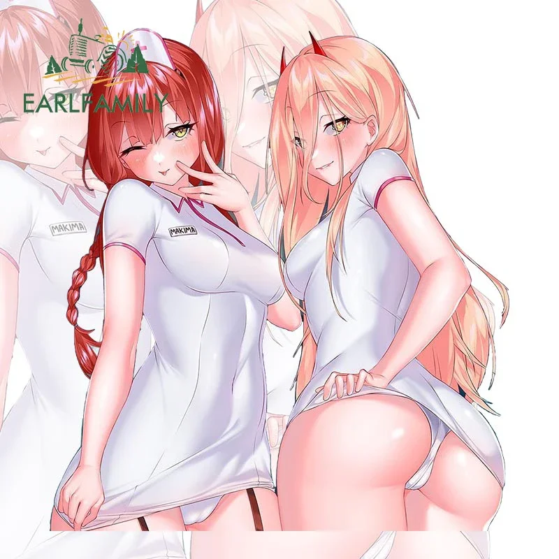 

EARLFAMILY 13 см X 11,9 см крутая медсестра Power Makima сексуальные наклейки для автомобиля индивидуальные мультяшные наклейки устойчивый к царапинам декор для лобового стекла