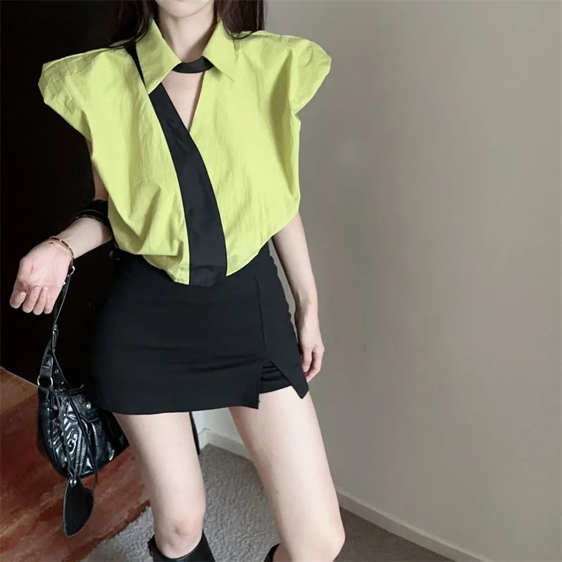 

Ele mat Sle Женский топ Irt oulder Width Appropriate Svel Small V-Ne Design High Quali ort Faion Top