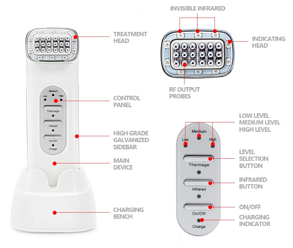 Dot Matrix Radio Frequency Face Massager RF Radio Frequency Facial Lifting Machine Skin Tightening Rejuvenation Wrinkle Removal