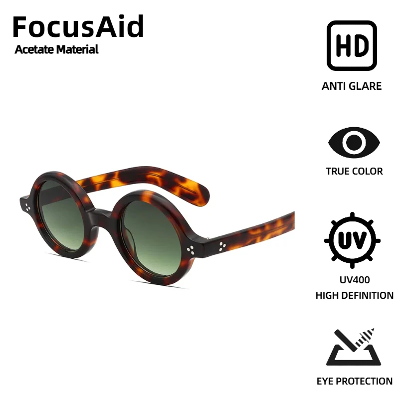 

FocusAid Vintage Luxury Japanese Handmade Designer Sunglasses Women Men Retro Round Frame Acetate Sunglasses Nylon Lens UV400