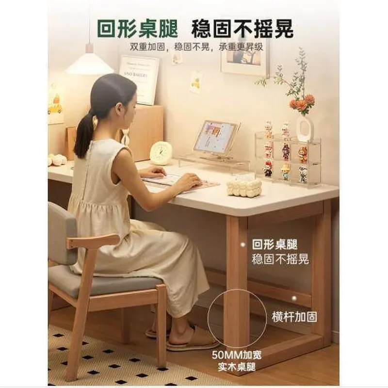for Desk Bookshelf Integrated Table Household Bedroom Solid Wood Legs Simple Shelf Workbench Makeup Table Computer Desk