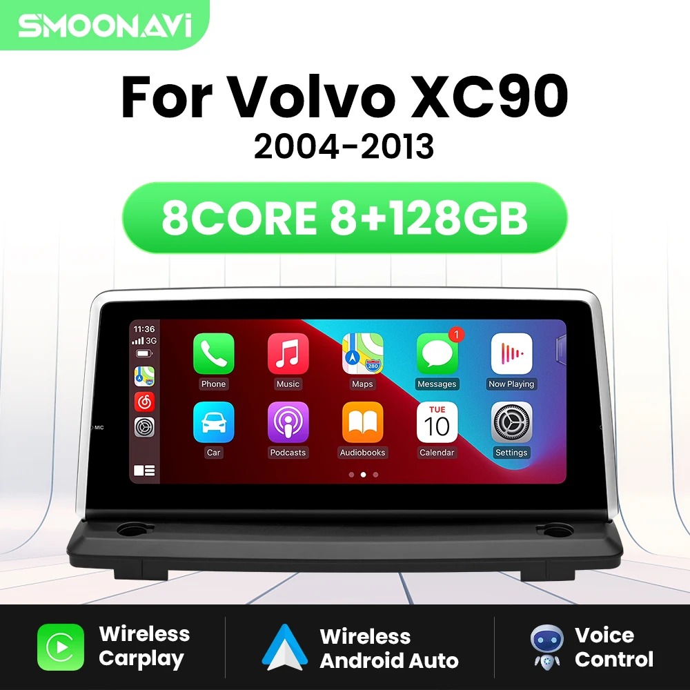 

Беспроводная Автомагнитола Carplay для Volvo XC90 2007-2013 GPS 8 ГБ 128 ГБ Android 12 Навигация стерео аудио 4G Wifi DSP RDS