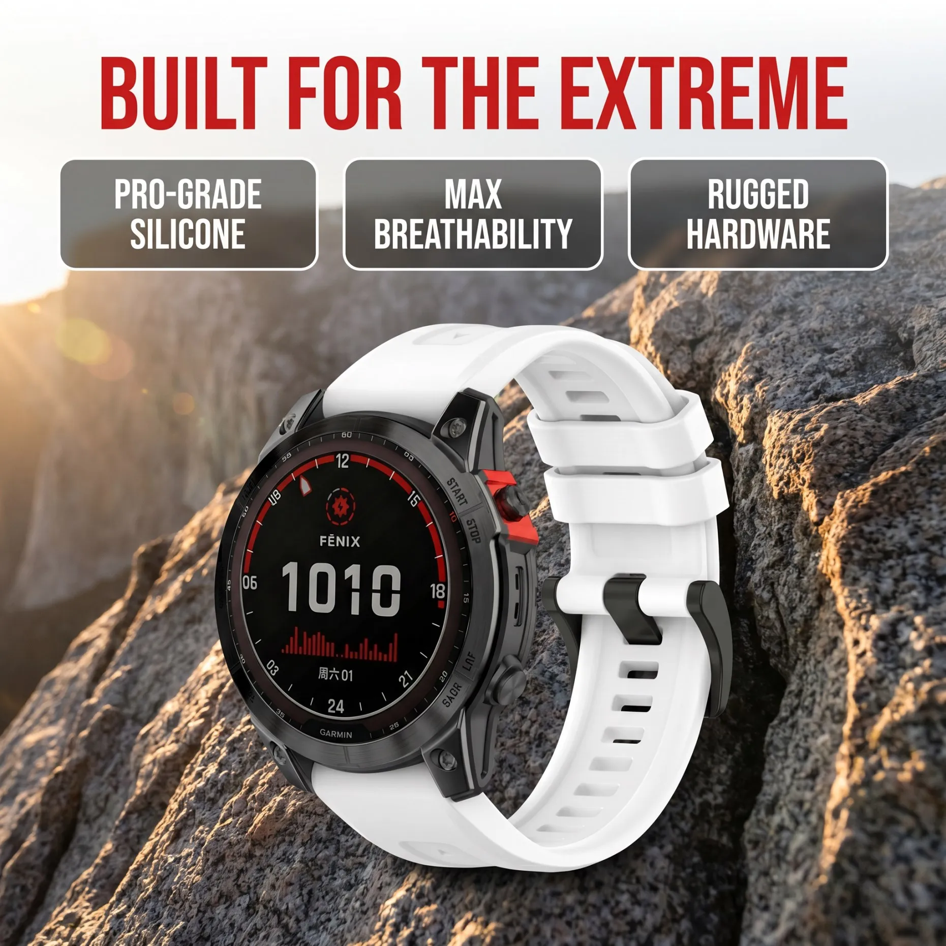 Silikonarmband für Garmin Fenix 8 47mm 51mm 7 7X/Epix Pro/6 6X Correa Armband Quickfit 22mm 26mm Garmin Fenix Serie Sportband – Detail 5