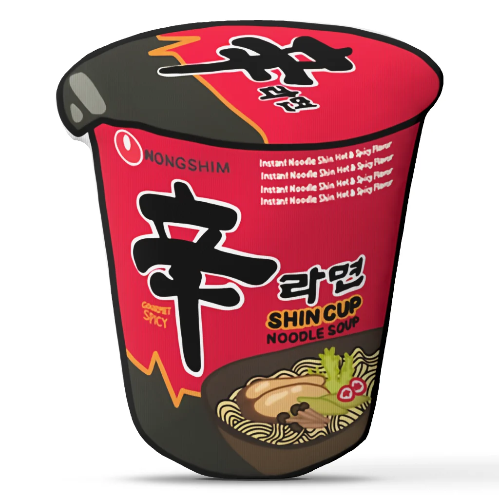Shin Ramen Cup Shaped Stuffed Throw Pillow Korean Instant Noodle Cushion Spicy Ramen Decor for Sofa Living Room Home Accent