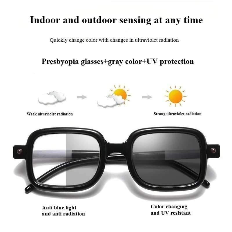 Lesebrille + Brillengläser Drehen Sie Grau + UV-beständige Brille Stabiles Scharnier Anti-Rutsch-Brillenbeine 0+1,0+1,5+2,0+2,5+3,0+3,5