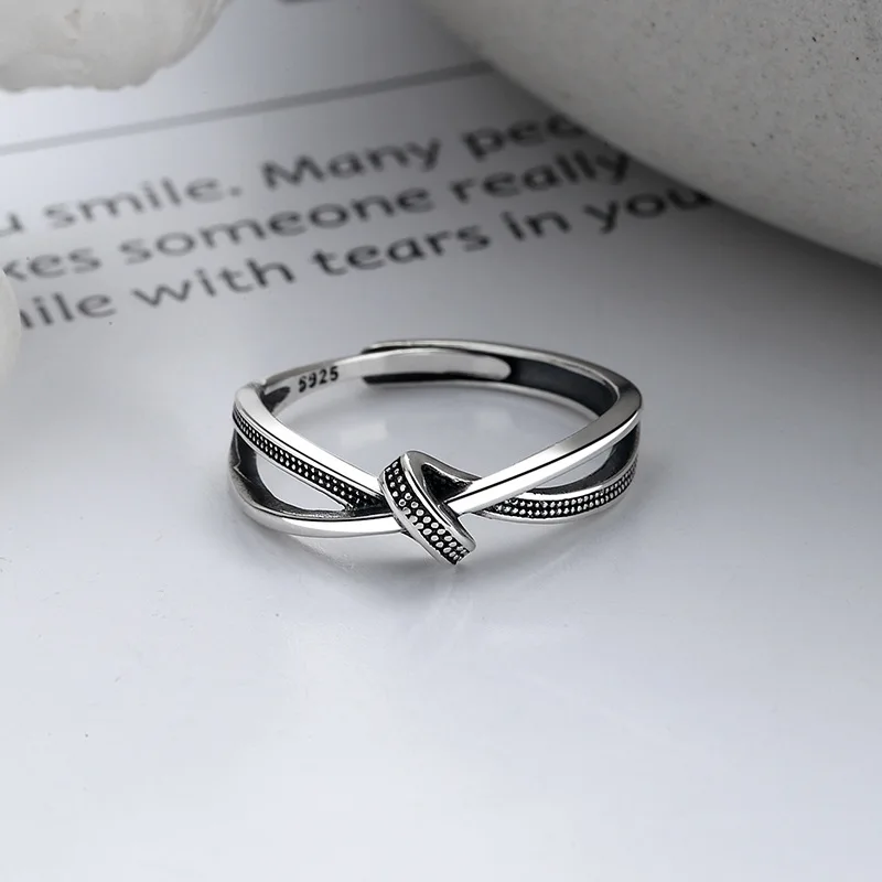 RYJU 925 Sterling Silver Minimalism Knot Rings Open Finger Ring For Women Punk Jewelry Trendy Versatile Accessories Gifts