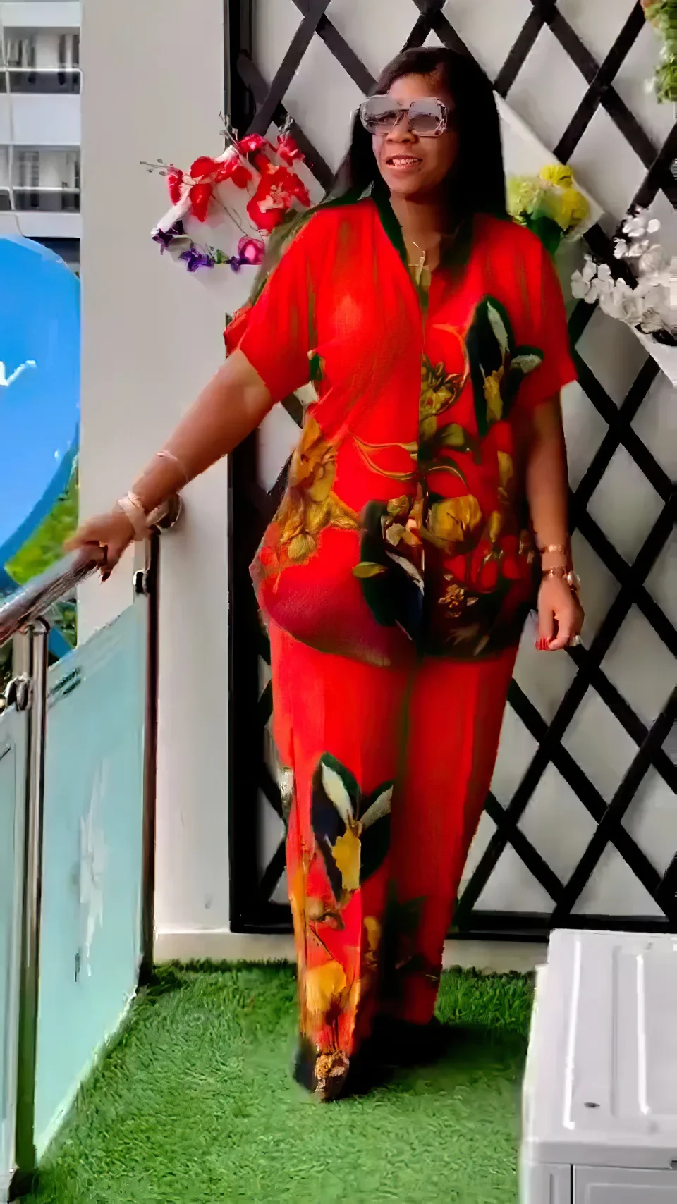 2 Piece African Clothes for Women Summer Fashion Casual African Short Sleeve Print Top Long Pants Matching Sets Outfits 2025
