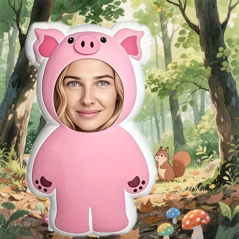 Customized Pink Pig Face Cushion, Cute Personalized Photo Pillow, Suitable for Home Sofa Decoration, Also a Perfect Gift for Various Holidays