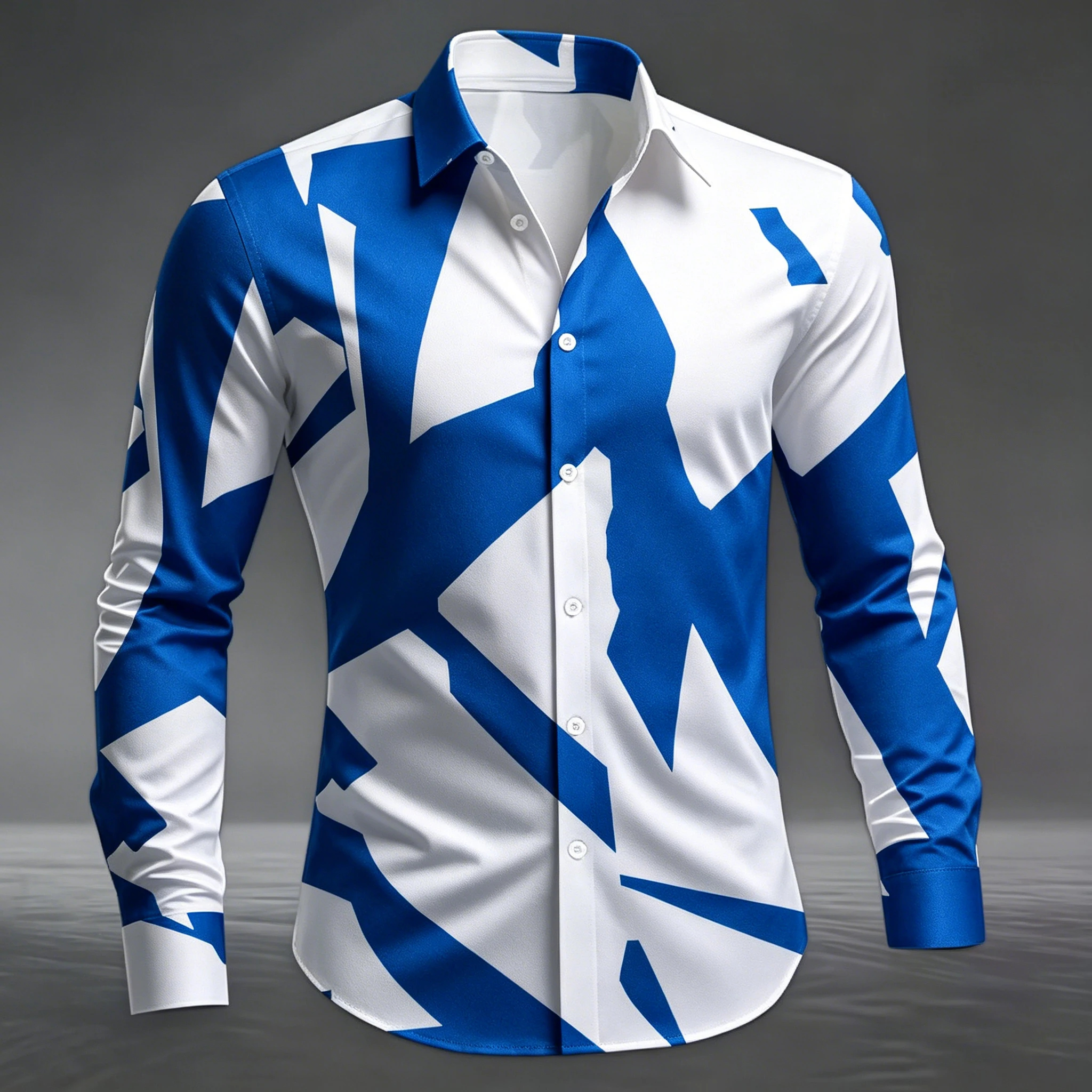 Autumn Men's Splicing Patterns Shirt Polyester Casual Men's Long sleeved shirt Breathable Home Button up shirt Fashion Men Shirt