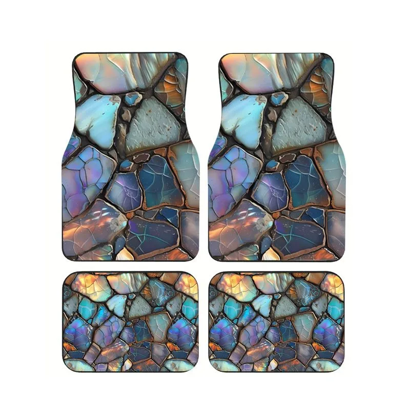 

Opal Stone Pattern Stained Glass Car Floor Mats Set Universal Non-slip Auto Foot Mats