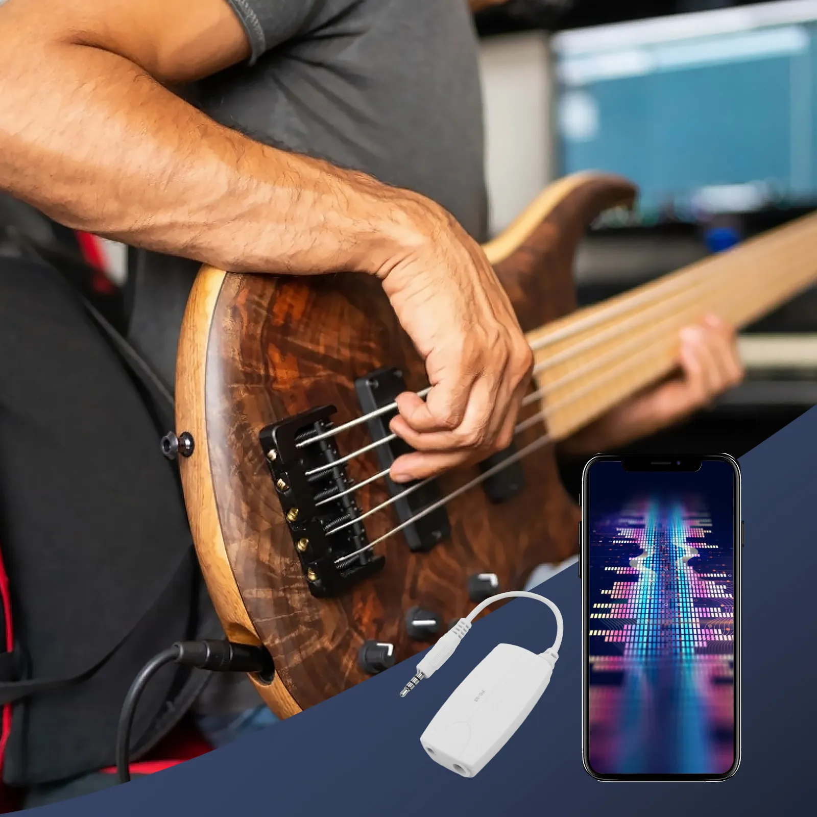 

Guitar to Smartphone Adapter Premium Bass Converter Cable Small Design for Outdoor Home Long Term Use Electric Guitar Effector