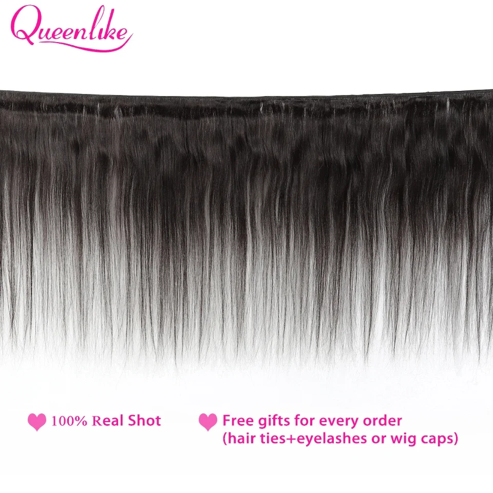 Queenlike 30 inch Steil Menselijk Haar Bundels Met Sluiting Braziliaanse Ruwe Haar Weave Bundels Met 2x6 Diepe Kim sluiting en Bundels