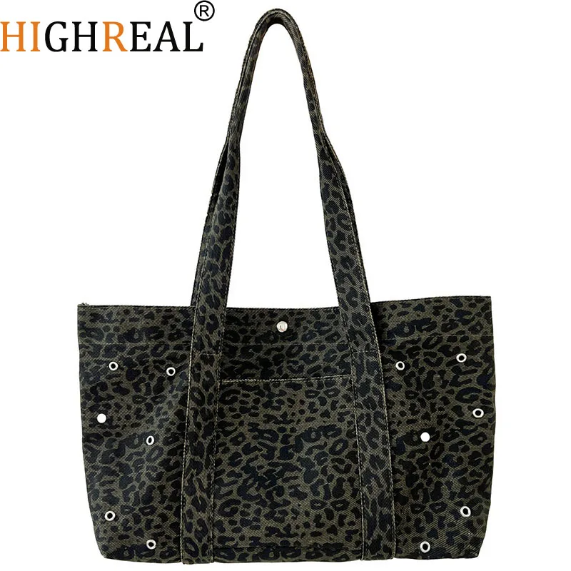 

Handbag High Quality Canvas Bag Comfortable Fashion Large Capacity Casual Travel Women's Bag Leopard Soft Shoulder Bag
