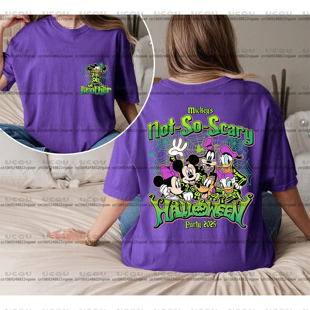 تي شيرت عتيق لشخصيات الهالوين المخيفة من ديزني تي شيرت علوي هيكل عظمي للعائلة ميكي ميني هدية Y2k سترة للحفلات للجنسين رحلة