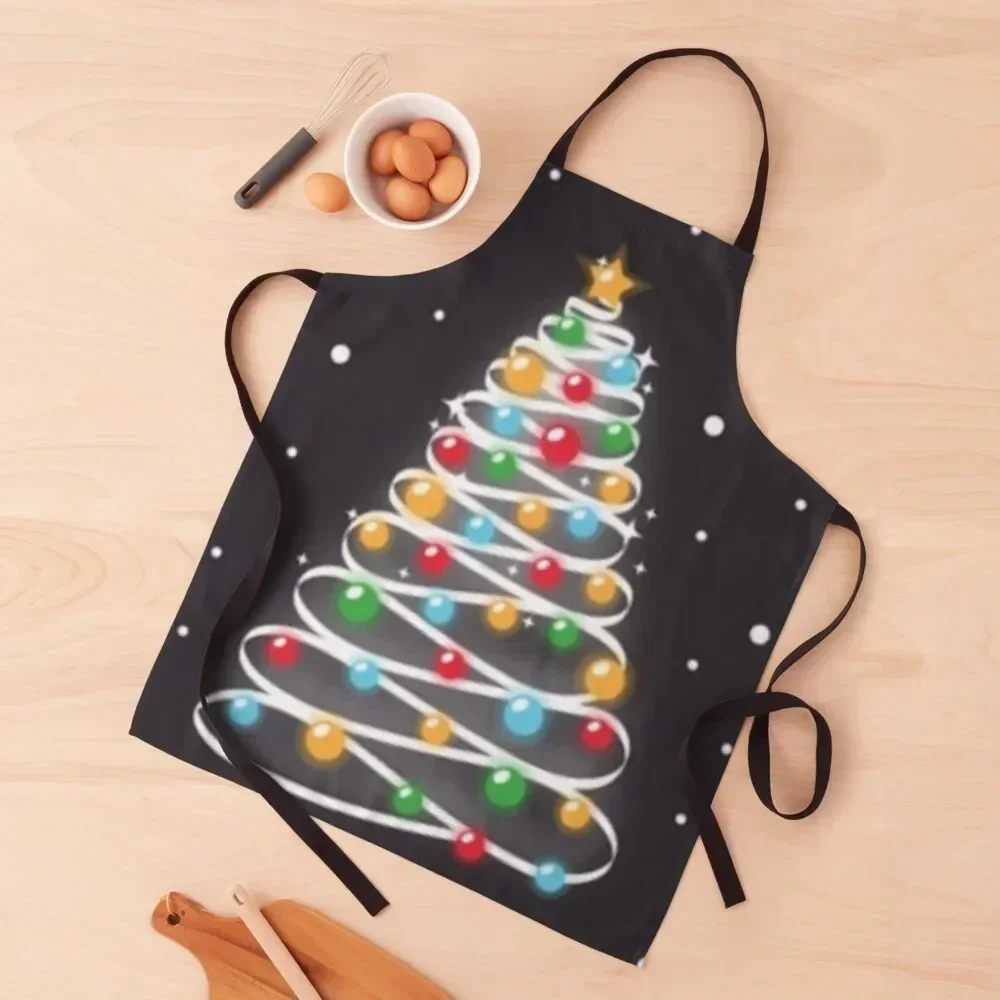 Christmas LED lights tree collection 1 Apron japanese woman Chef Uniform Women Kitchen on the wall Apron