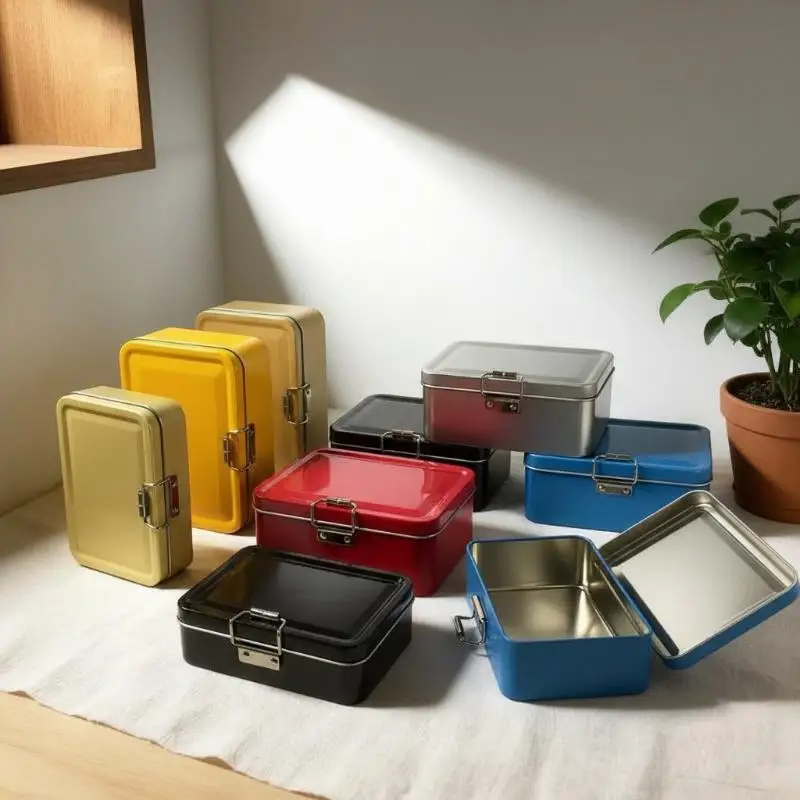 Old Fashioned Buckle Tin Box Metal Iron Storage Box With Lid Durable Multi Purpose Packaging Container For Home Small