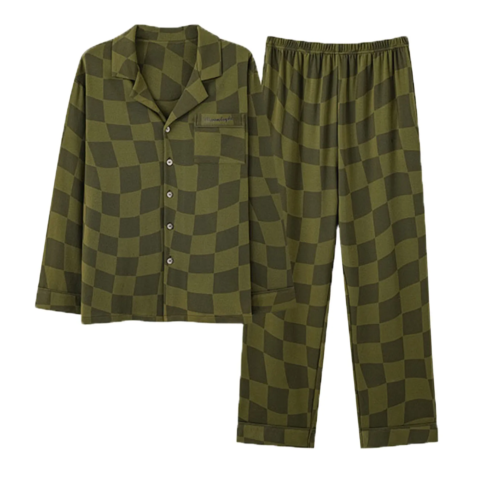 

Green Plaid Pajamas Set Men Sleepwear Boy Pyjamas Male Nighty Casual Pjs Soft Long Sleeves Long Pants Autumn Winter Cozy Pijamas