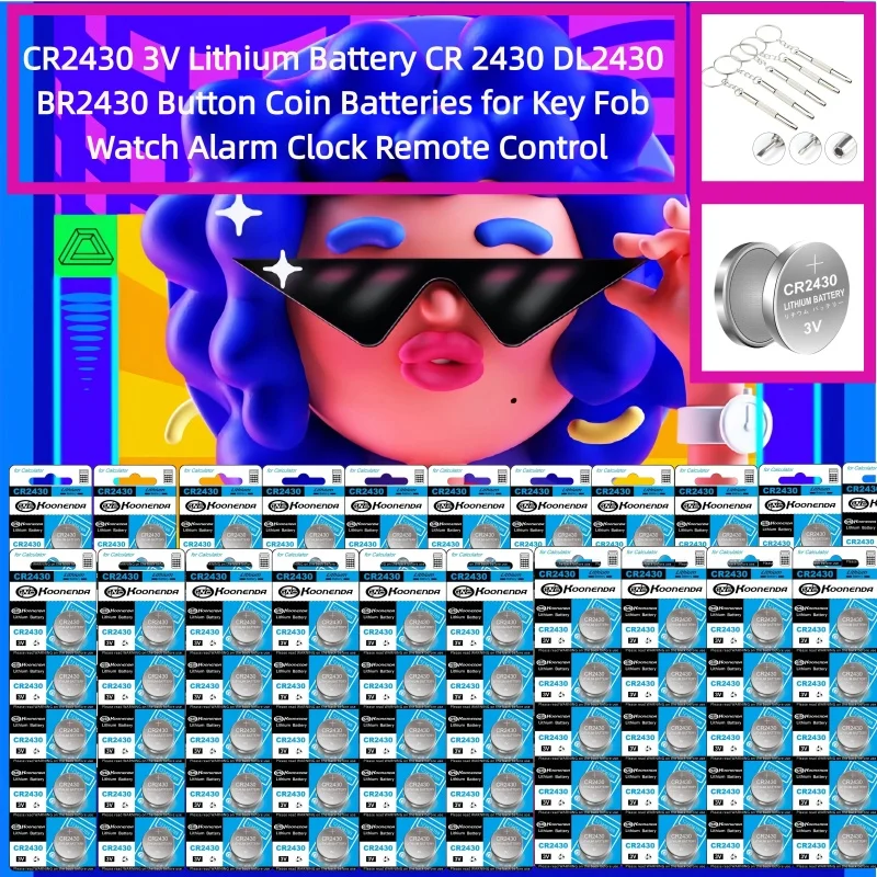 

NEW CR2430 3V Lithium Battery CR 2430 DL2430 BR2430 Button Battery for Key Fob Watch Alarm Clock Remote Control