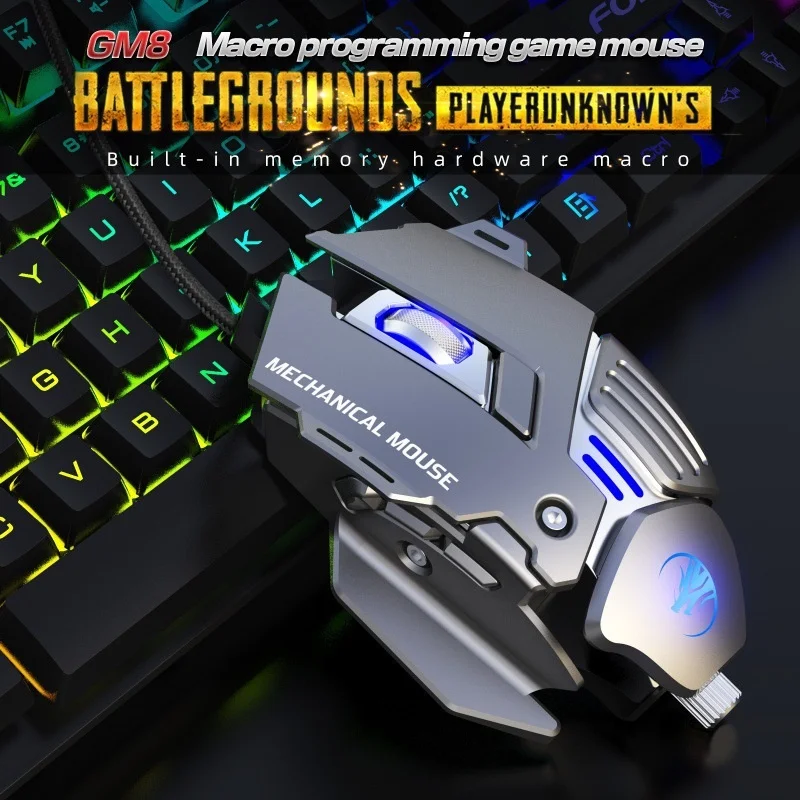 Gm8 ergonomische kabel gebundene Gaming-Maus führte 5600dpi USB Esport Gaming-Computermaus für Spieler RGB Hintergrund beleuchtung PC Laptop mechanisches Metall