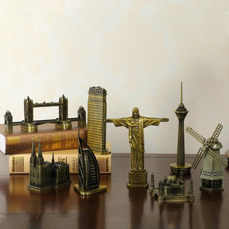 Metal World Famous Building Architecture Model Statue Landmark Tourist Souvenir Home Office Decoration تحف كبيره للمنزل