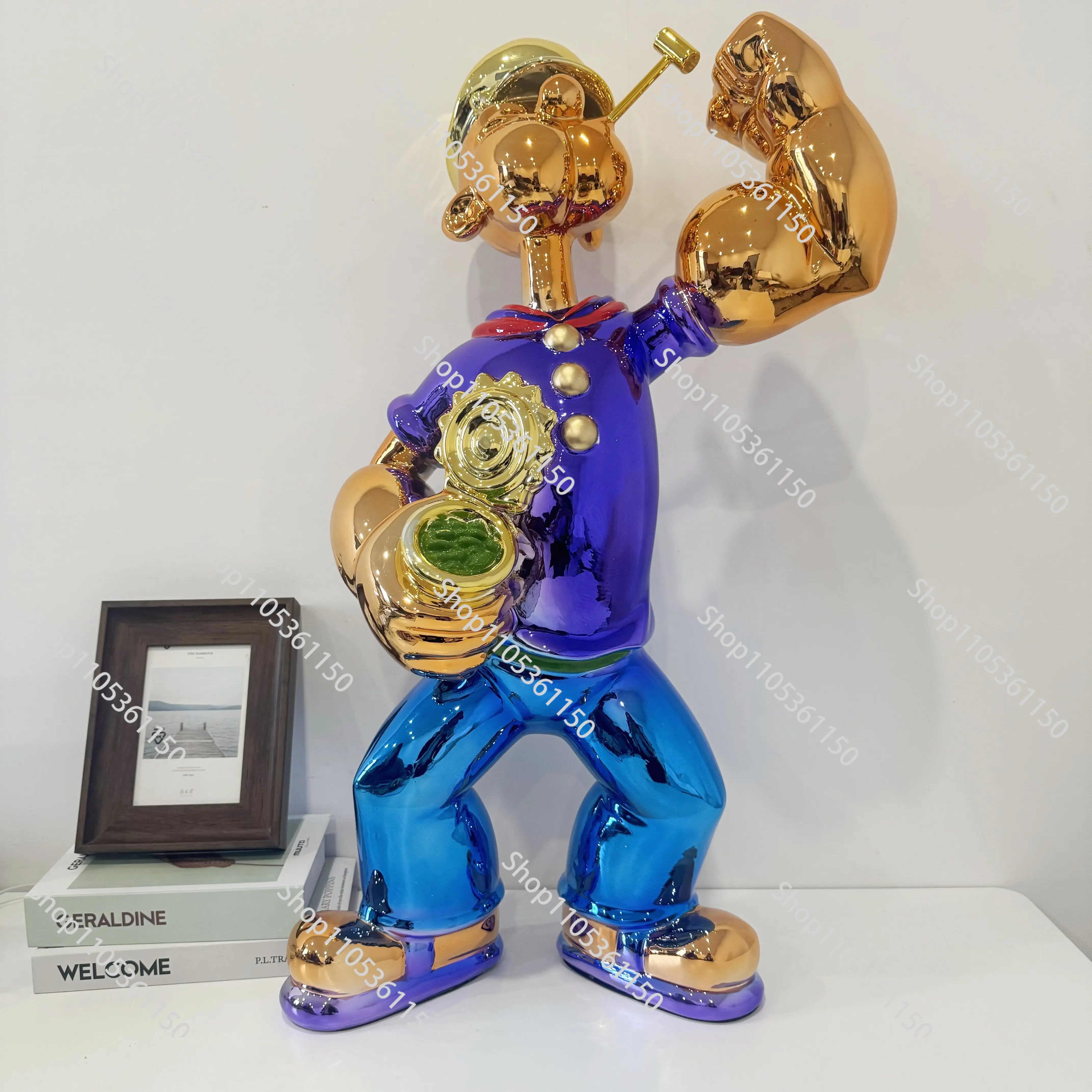 Popeye resin electroplating soft decoration cartoon character model ornaments creative sculpture