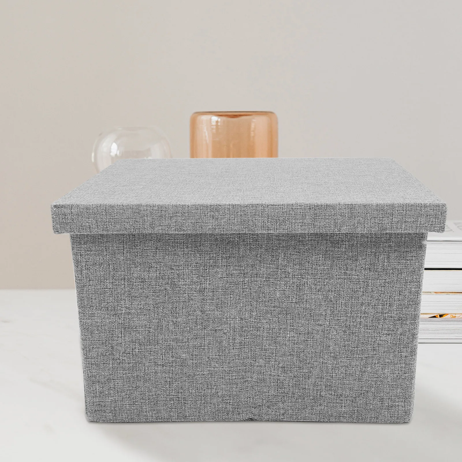 

Organizer Storage Box Office File Folder Bin with Lid Fabric Paper Small Containers