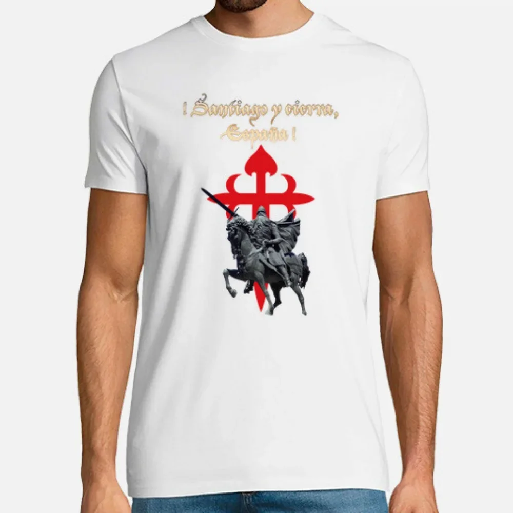 Santiago Y Cierra España Tercios hombres camiseta manga corta Casual 100% algodón cuello redondo camisetas