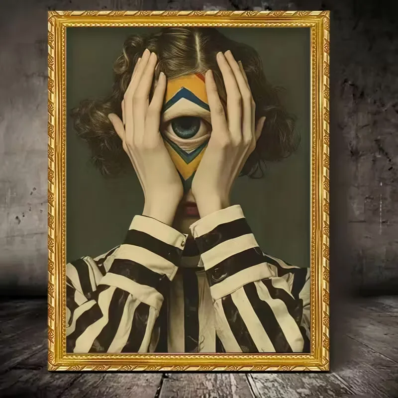 1pc Frameless Canvas Wall Art Print - Surreal Fantasy Eye Design, High-Quality Canvas, 12x16 Inches, Modern Contemporary Decor F