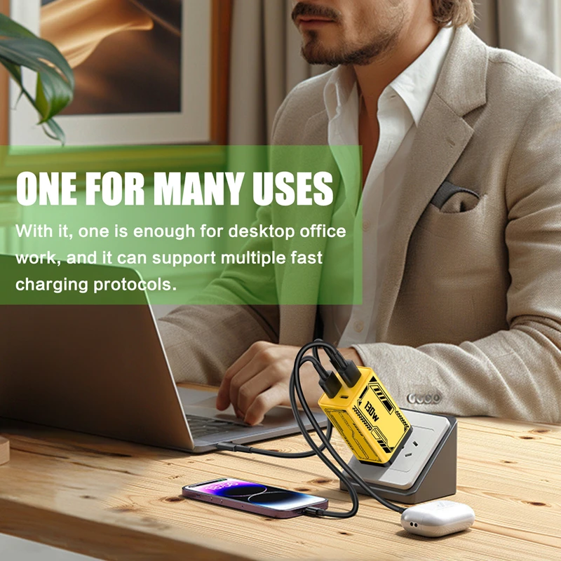 130W Type C PD Universal Charger 4-in-1 Charging Phone Power Adapter EU/US/UK Plug Charge Wall Charger For iPhone Samsung Xiaomi