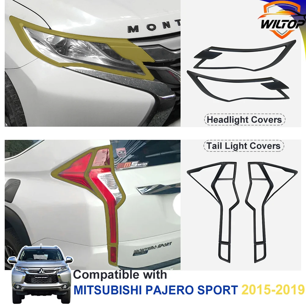 

Headlight Tail Light Covers for MITSUBISHI Pajero Sport 2015-2019 ABS Matte Black Decoration Cover Car Exterior Accessories
