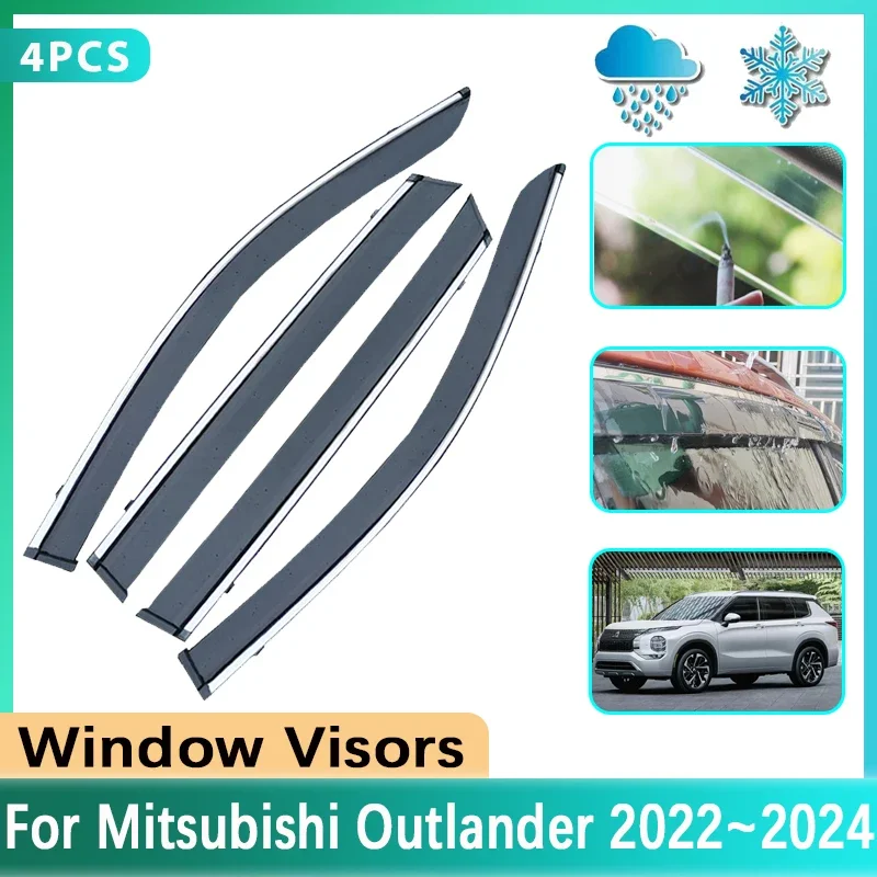 

Deflectors For Mitsubishi Outlander 2023 Accessories 2022 2024 PHEV GM GN ZM Car Window Visor Awning Rain Windshield Guard Cover