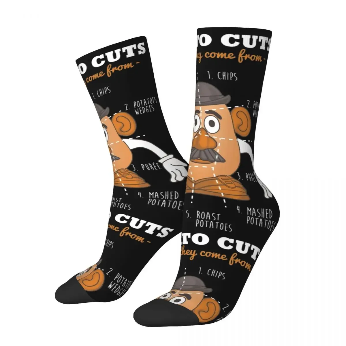 Funny Potato CutsCartoon Sports Socks Polyester Crew Socks for Women Men Non-slip