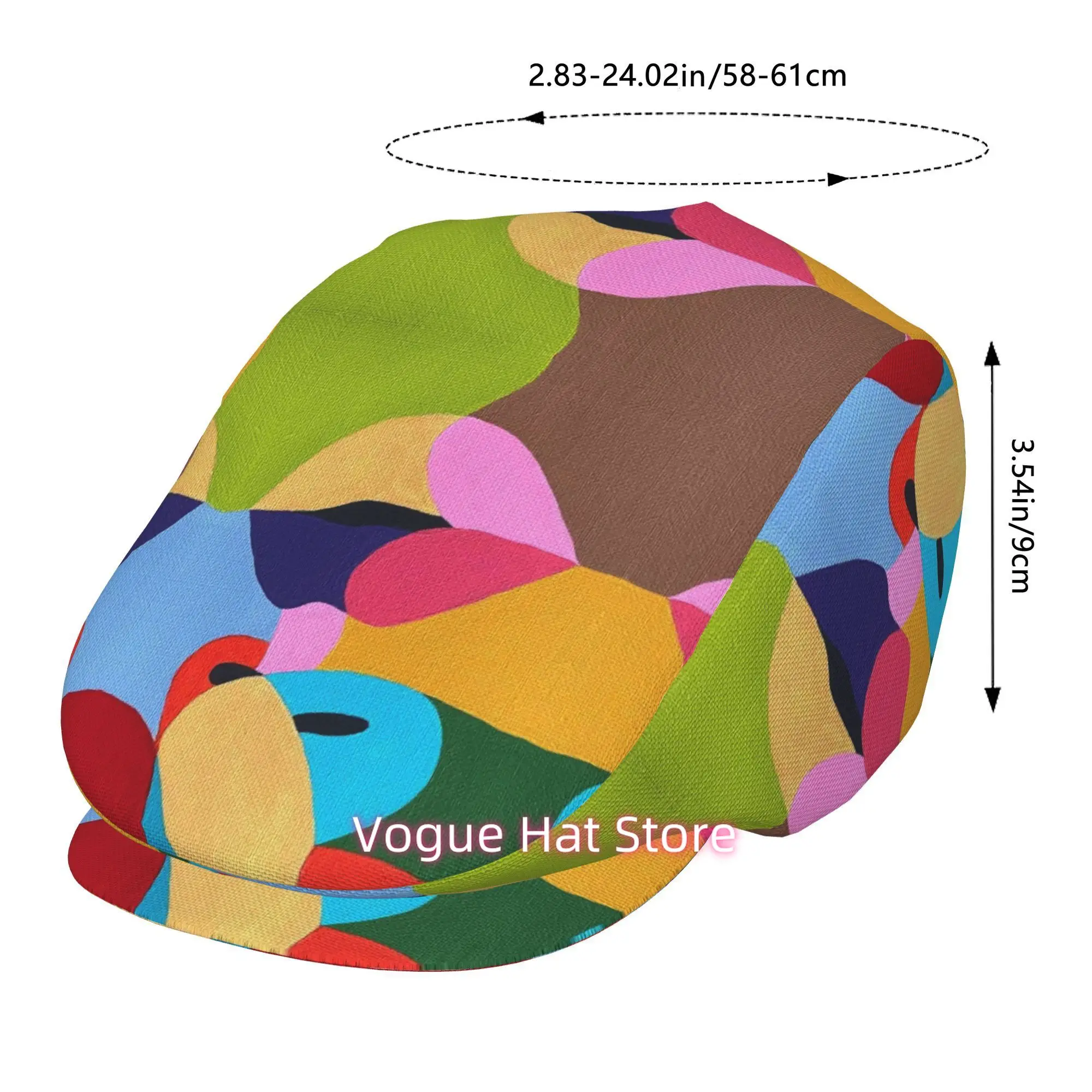 1pc Colorful Abstract Face Art All-over Printed Beret, Men and Women Adjustable Flat Cap Suitable for All Seasons Newsboy Beret