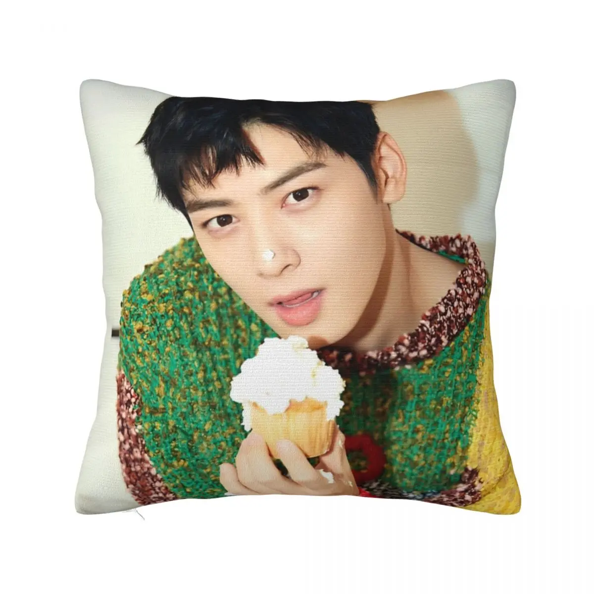 

Cha Eun Woo Pillowcase Double-sided Printing Fabric Cushion Cover Decorations Kpop Astro Throw Pillow Case Cover Home