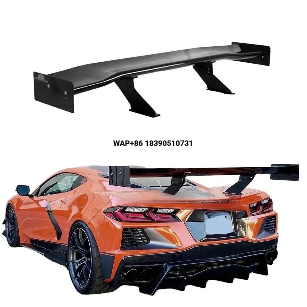 

Real Carbon Fiber Rear Trunk Lid and High Wing Spoiler for 20-Up for Corvette C8 Includes Ducktail Deck