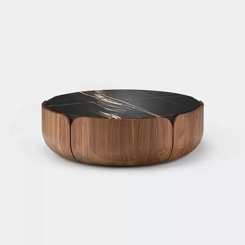 

Minimalist high-end marble coffee table combination, living room household wooden coffee table