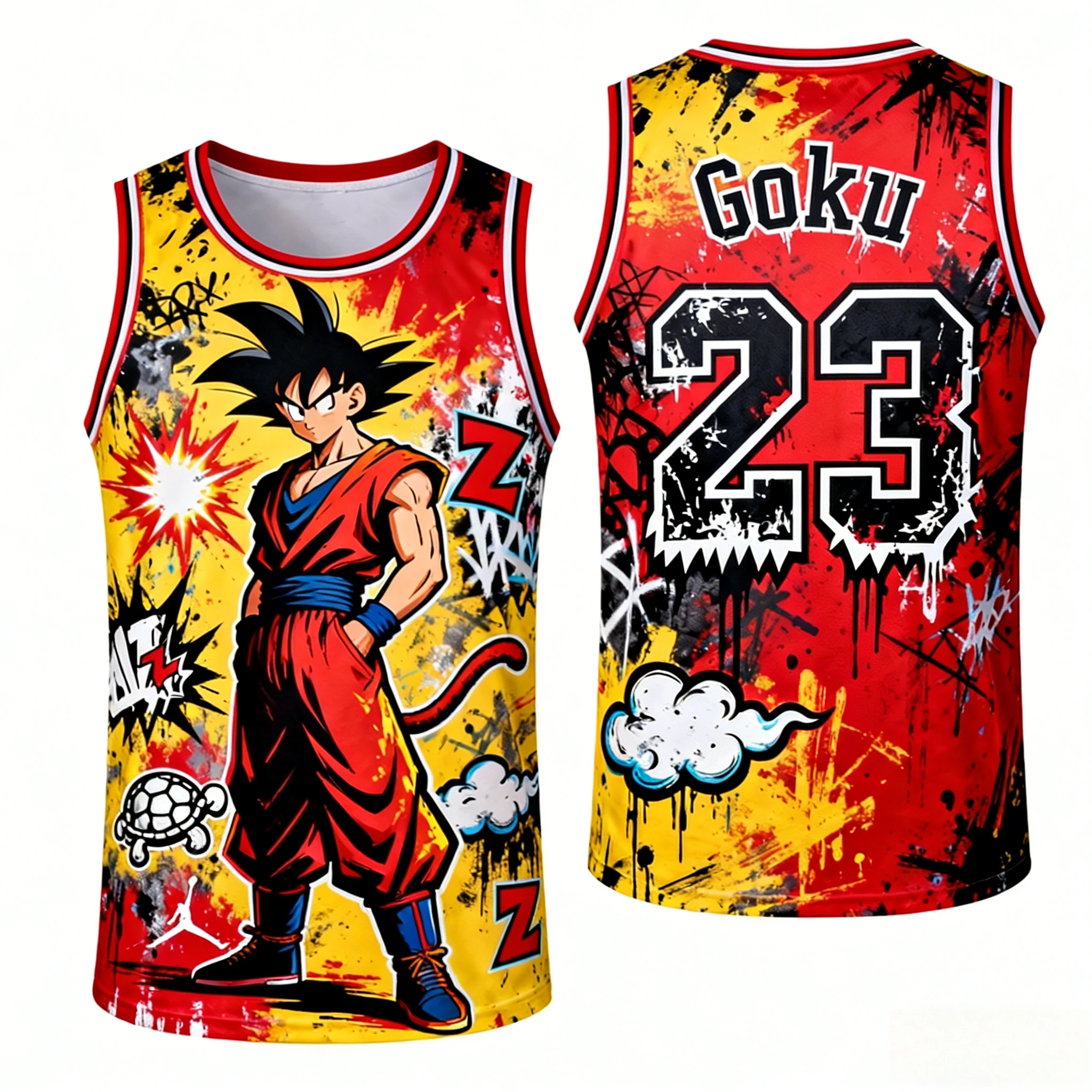 2026 Summer Dragon Ball Retro Fitness Vest Men's Oversized 3D Printed Vest Family Unisex Children's Sports Shirt