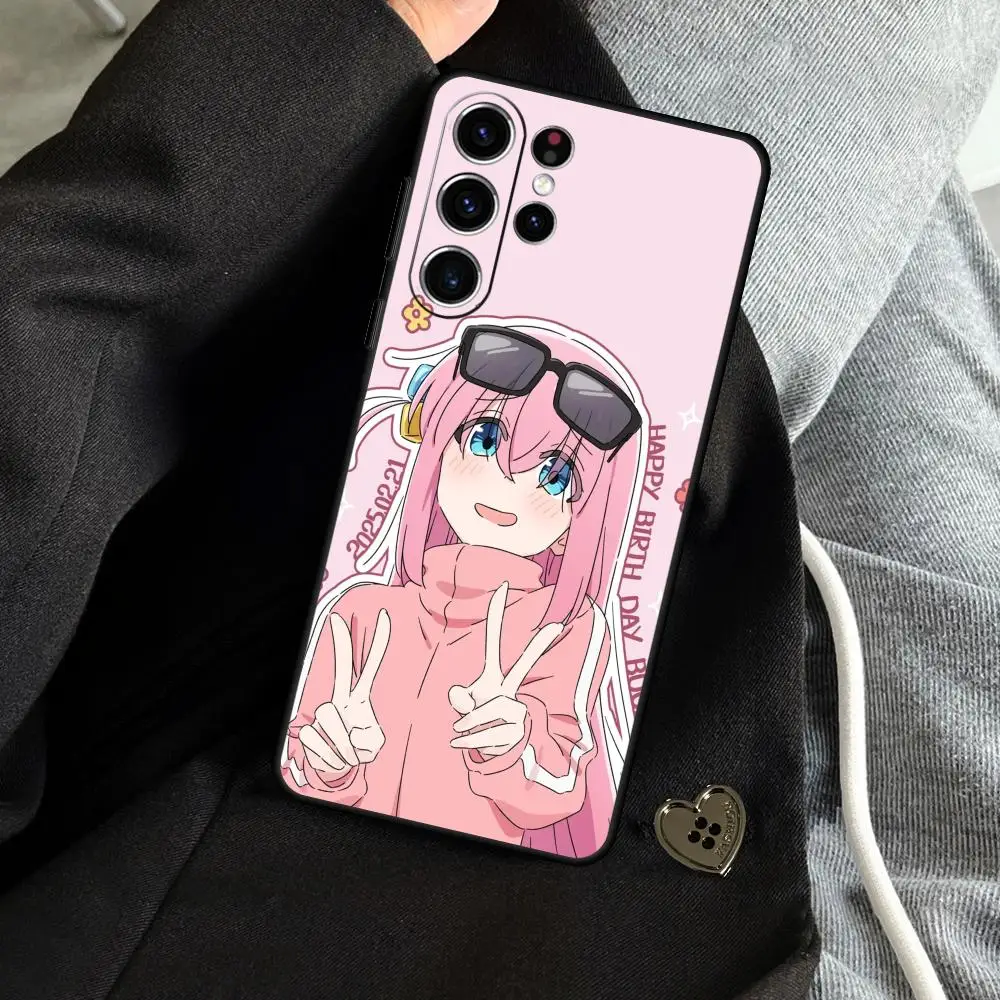 Bocchi the Rock Hitori Goto حافظة لهاتف سامسونج جالاكسي S25 S24 S23 S22 S21 S20 Plus Ultra Note20 Soft Black