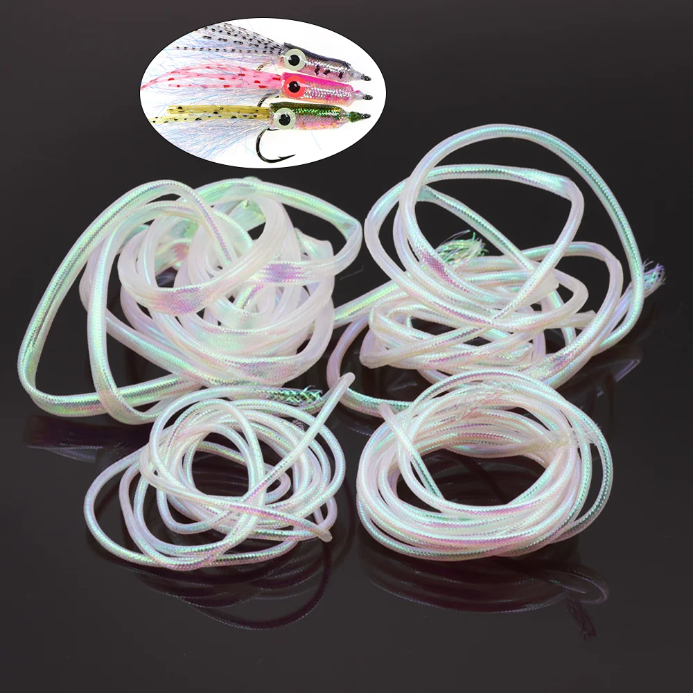 Tubos de Mylar con Escamas de Pez Blancas Perladas de 2/4/6/8 mm, Tubos Trenzados Brillantes, Material para Atado de Moscas, Señuelos para Peces Pequeños, Calamares, Trucha