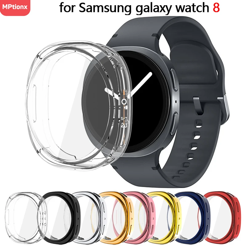 Watch Case for Samsung Galaxy Watch 8 40mm 44mm TPU Screen Protector All-Around Frame Bumper Protective Cover for Galaxy Watch 8
