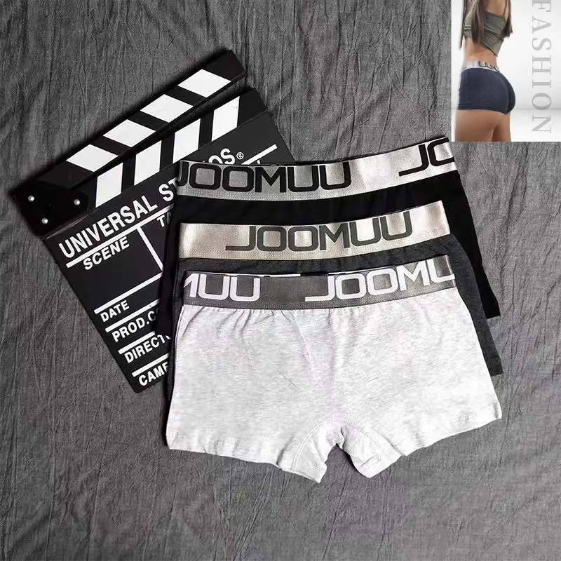 3PCS Female Boyshort boxer Women\'s Cotton Boxers Underwear Ladies Breathable Letter Belt Briefs Sports Girls Knickers
