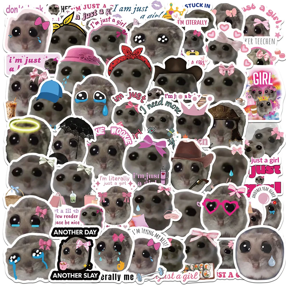 10/56PCS Sad hamster Waterproof Graffiti Sticker Decorative Aesthetic Luggage Laptop Phone Guitar Scrapbook Toys Stickers