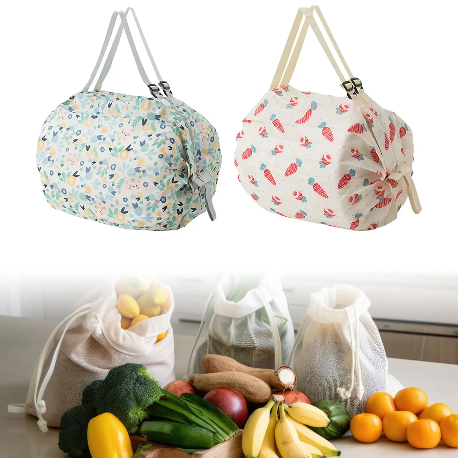 Reusable Shopping Bag Multipurpose Container Case Polyester Lightweight Groceries Pouch for Camping Clothes Shopping Gym
