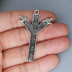 3Pcs/lot Viking Rune Algiz  Charm Pendant For DIY Necklace Handmade Jewelry Making