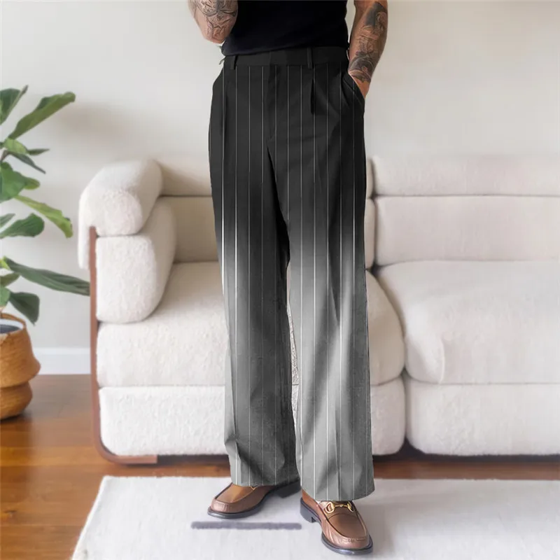 NEW SPLICING DOUBLE COLOR STRIPED TREND CASUAL PANTS LARGE SIZE STRAIGHT PANTS LOOSE PANTS DAILY CASUAL BREATHABLE PANTS LOOK GO